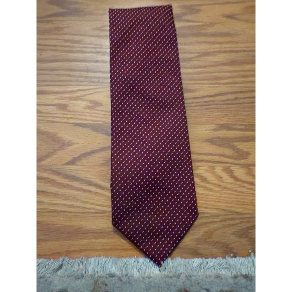 Zodi Andrea's Ties Burgundy Red White Micro Dot 100% Silk Necktie Made in Italy
